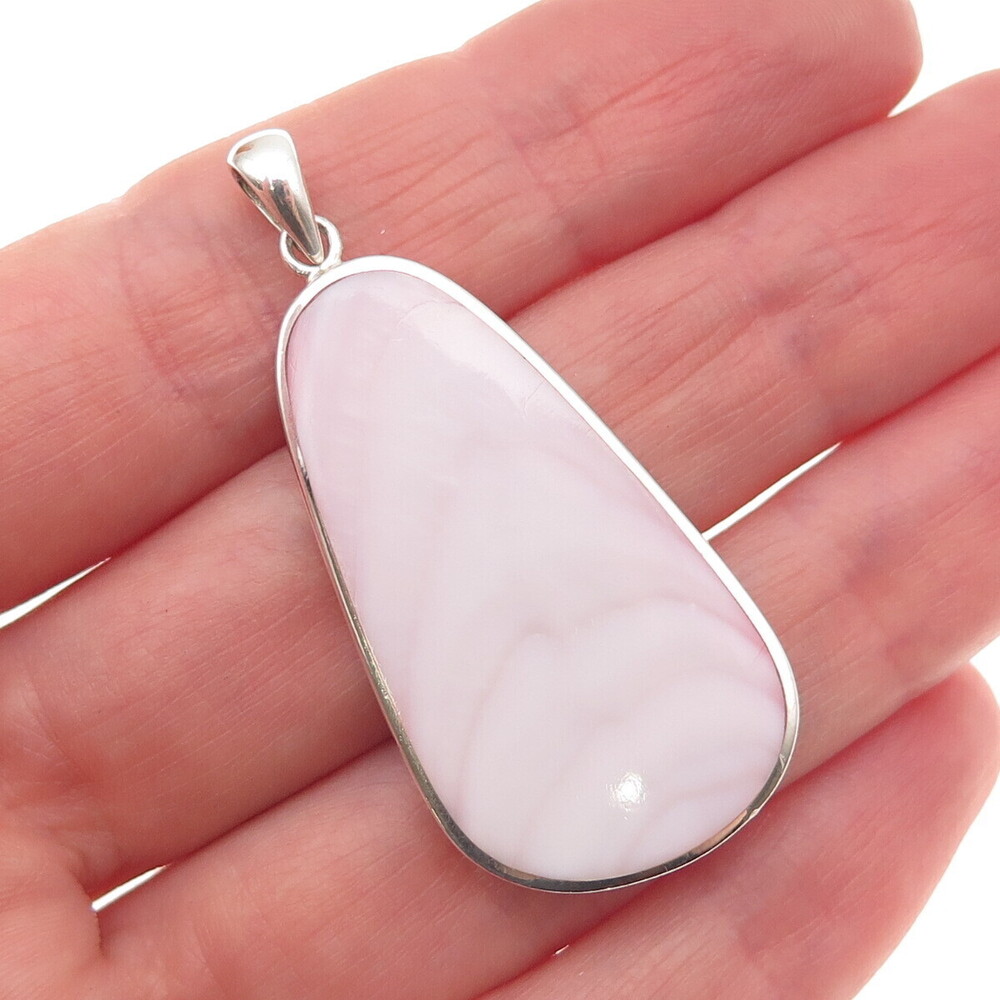 Boma 925 Sterling Silver Vintage Real Pink MOP Modernist Pendant